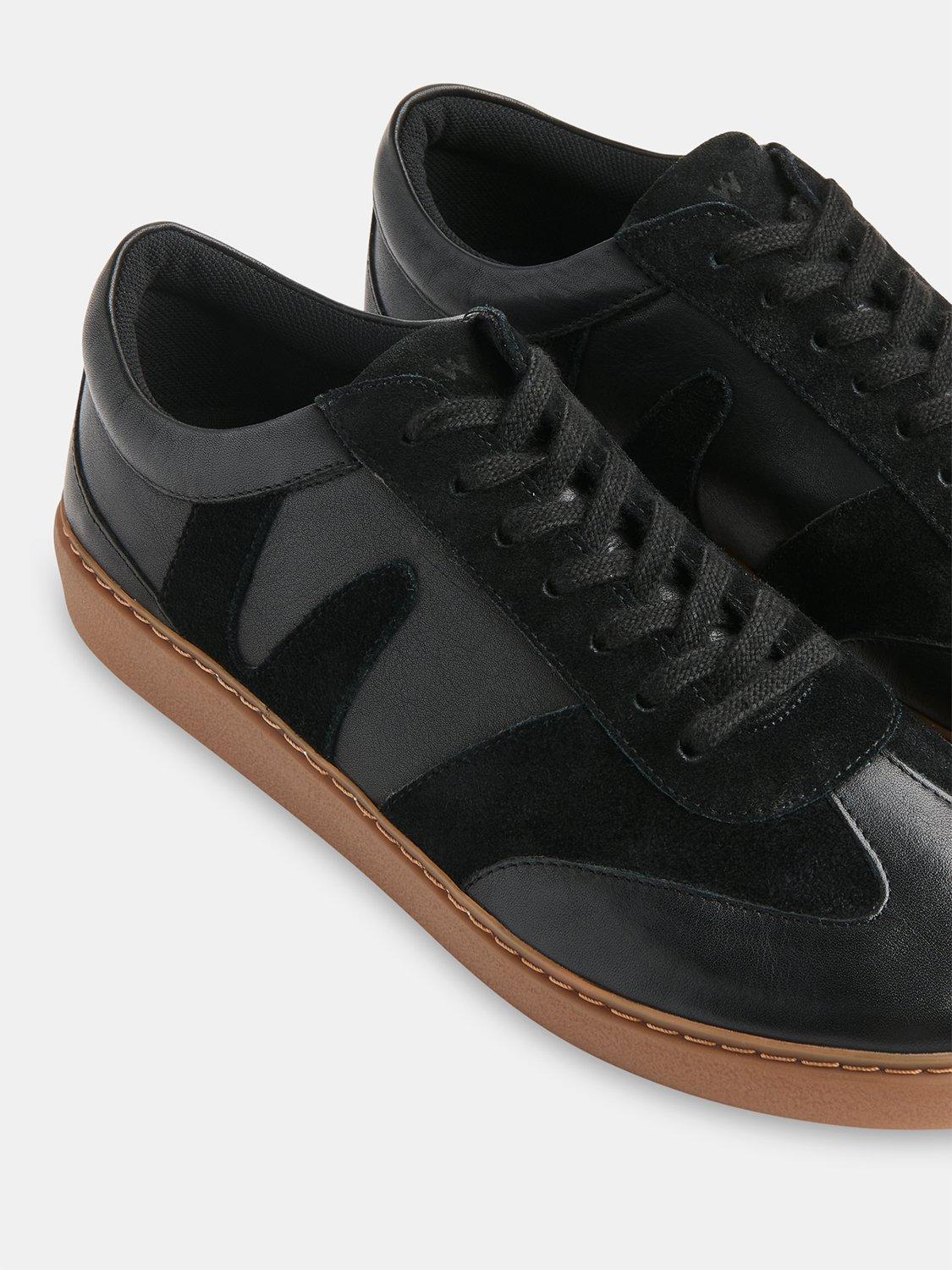 Product image 3 of 4, which shows Whistles Suede & Leather Lace-Up Trainers, Black, 3