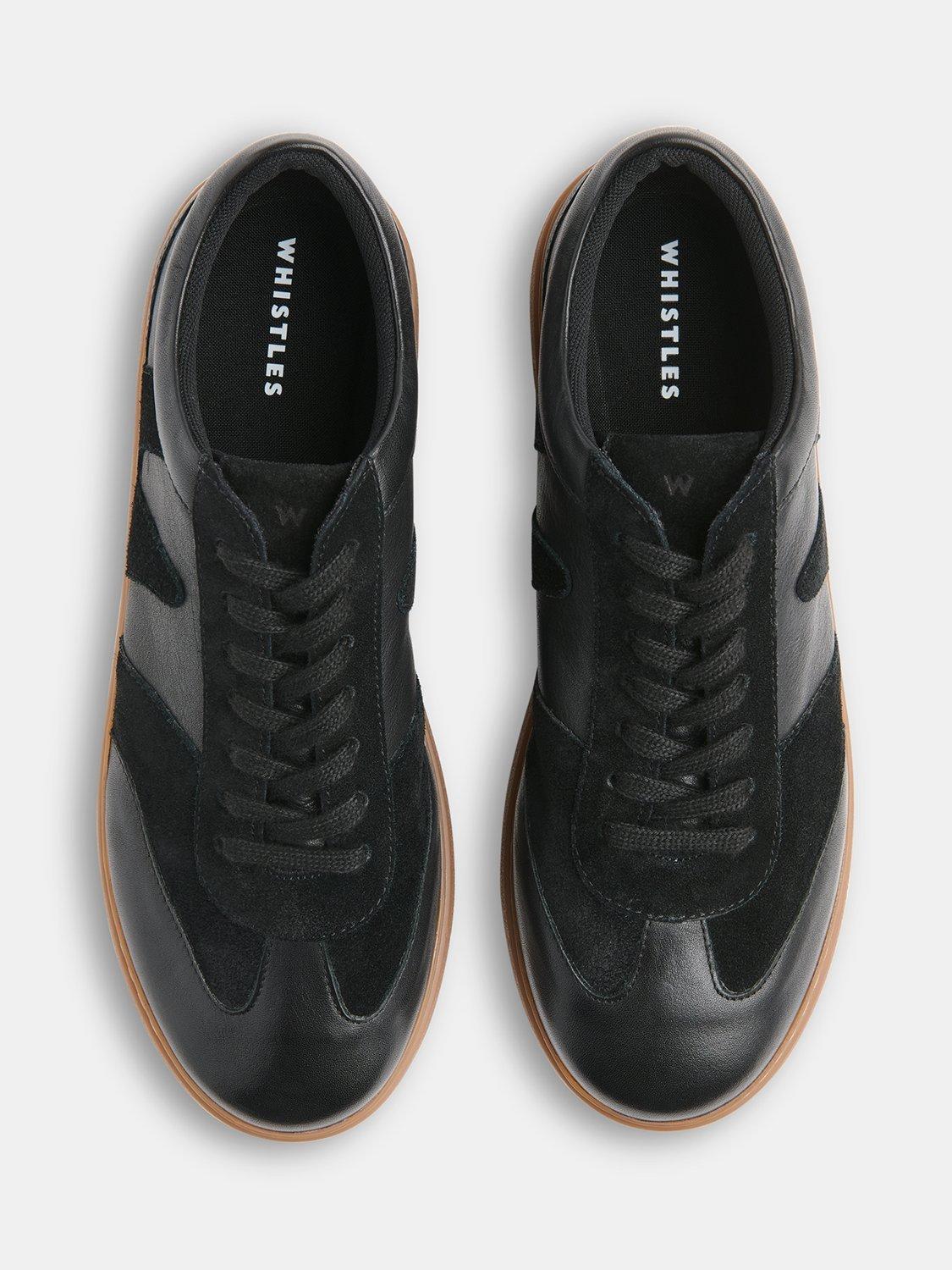 Product image 4 of 4, which shows Whistles Suede & Leather Lace-Up Trainers, Black, 3