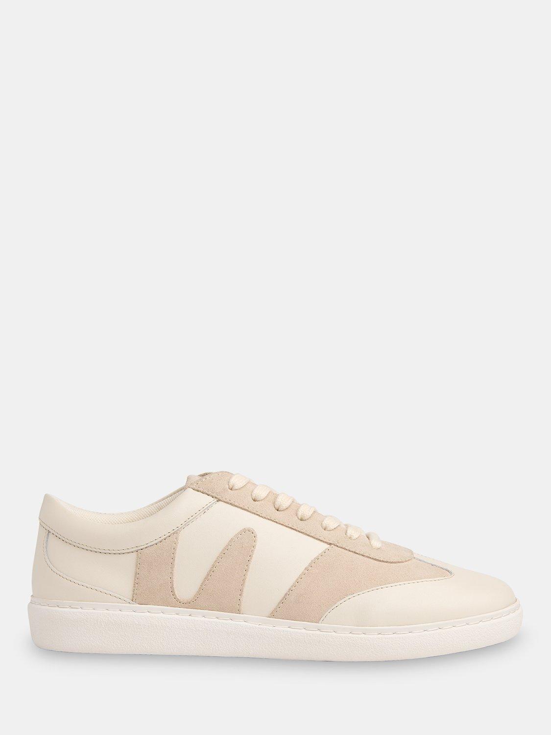 Product image 1 of 4, which shows Whistles Suede & Leather Lace-Up Trainers, White, 3