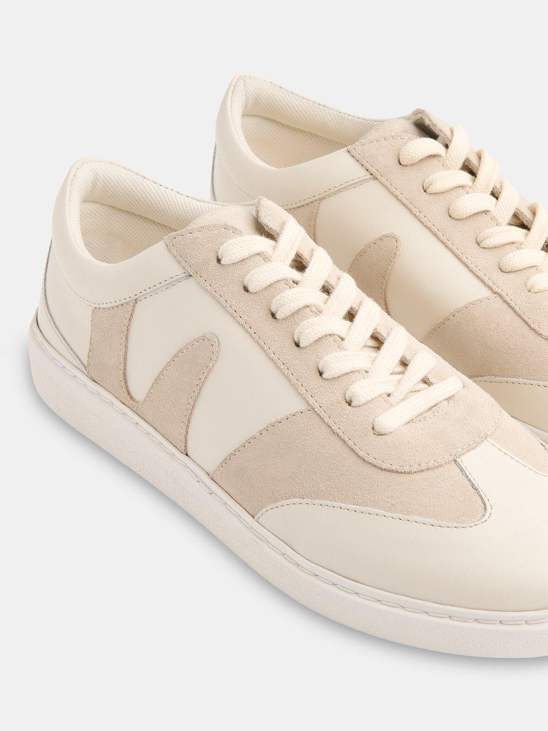 Product image 3 of 4, which shows Whistles Suede & Leather Lace-Up Trainers, White, 3