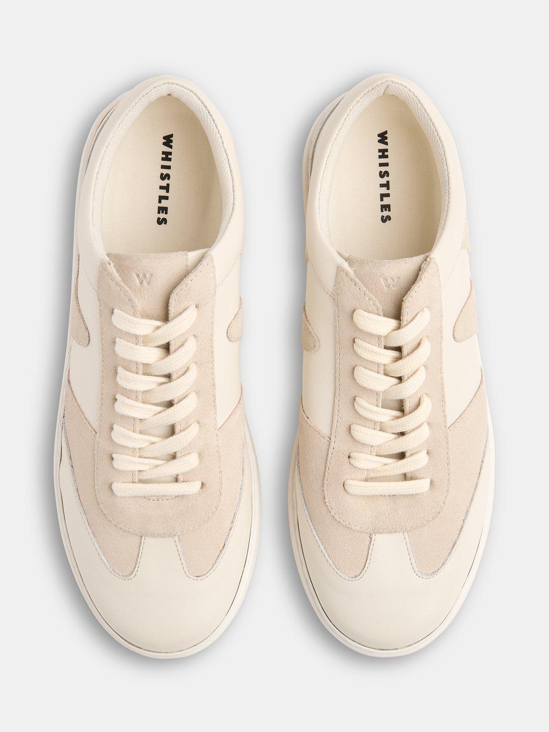Product image 4 of 4, which shows Whistles Suede & Leather Lace-Up Trainers, White, 3