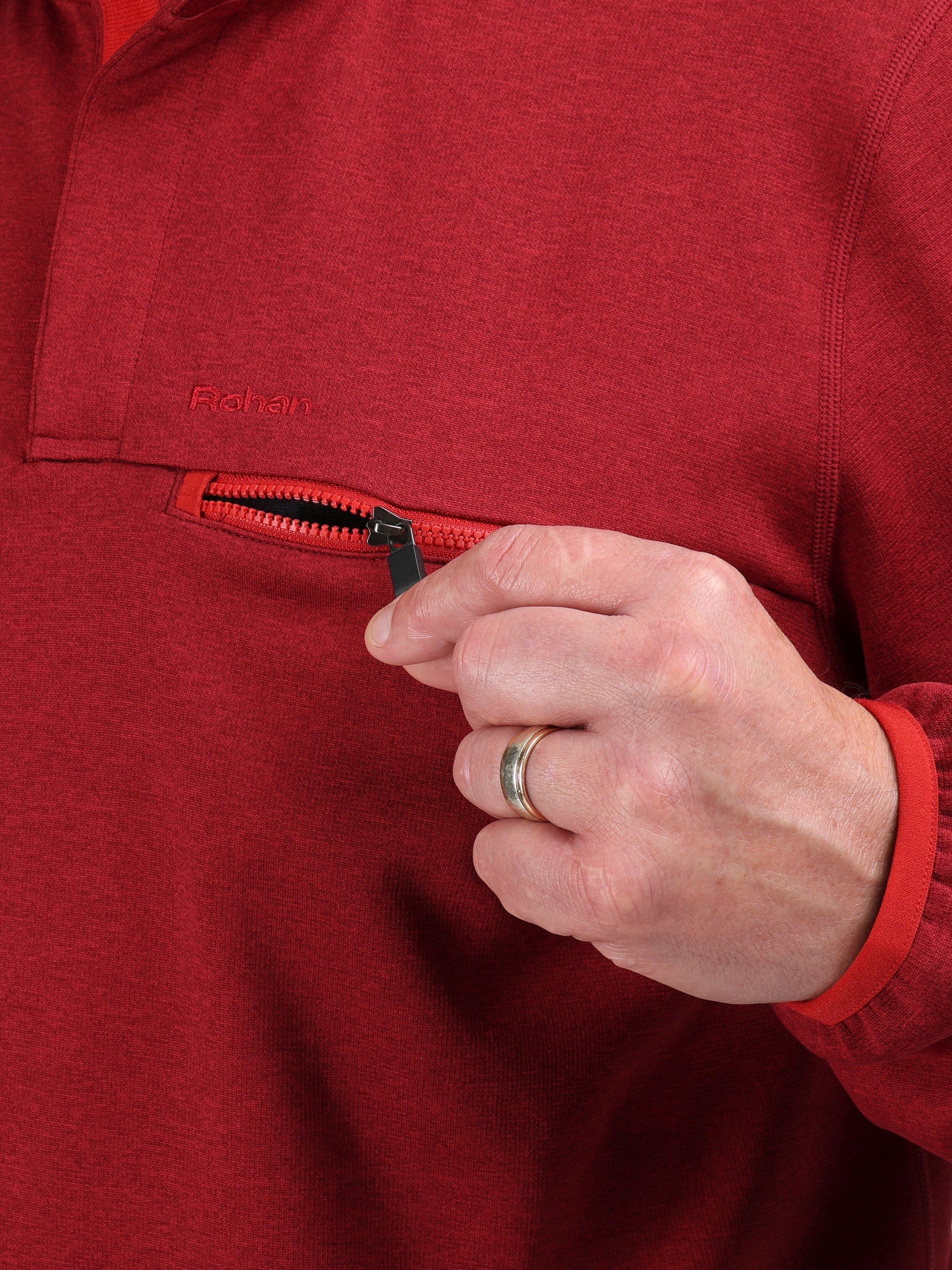 Product image 7 of 8, which shows Rohan Men's Campfire Fleece, Garnet Red Marl, S