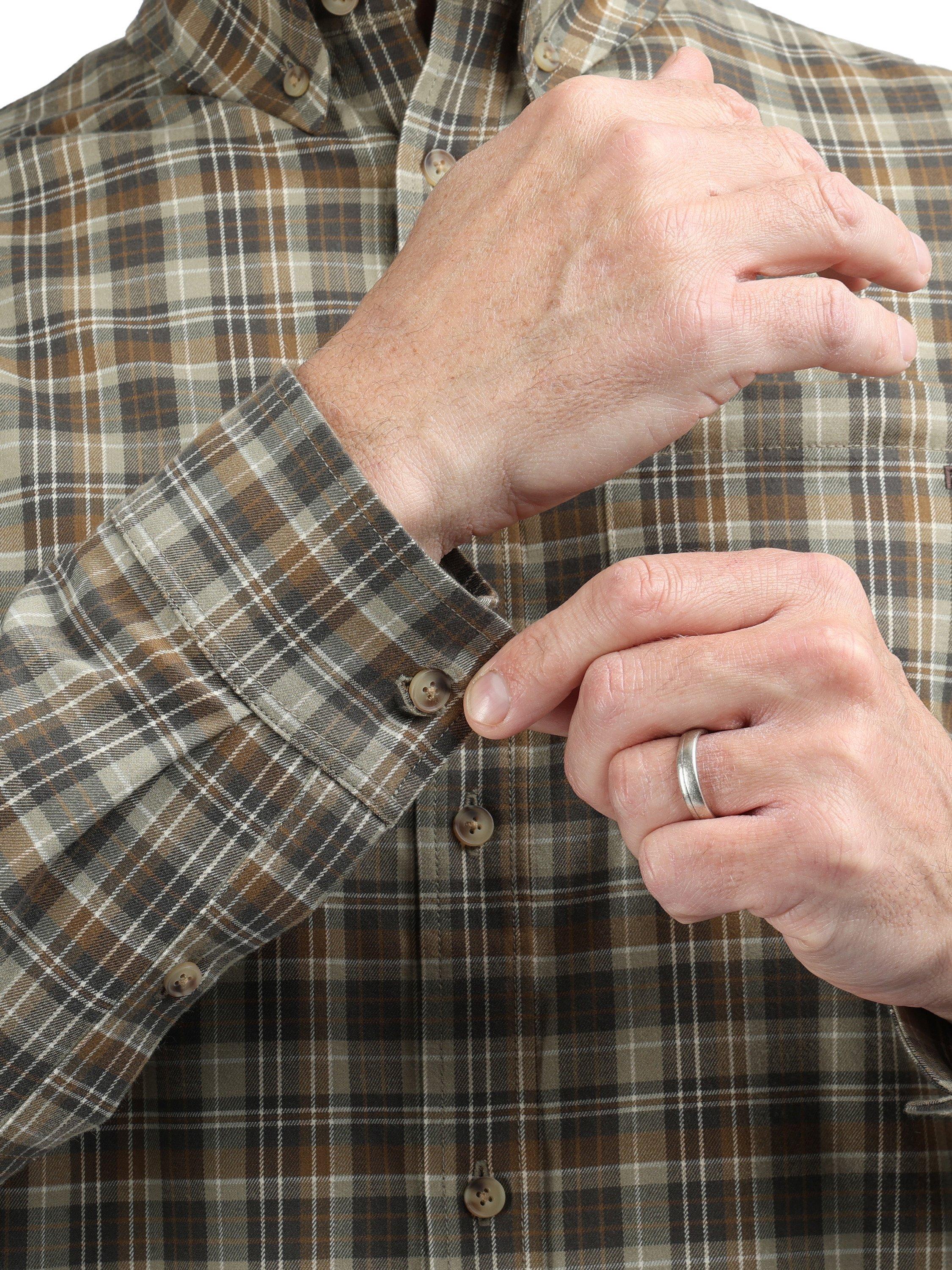 Product image 7 of 8, which shows Rohan Woolston Check Long Sleeve Shirt, Cedar Brown, S