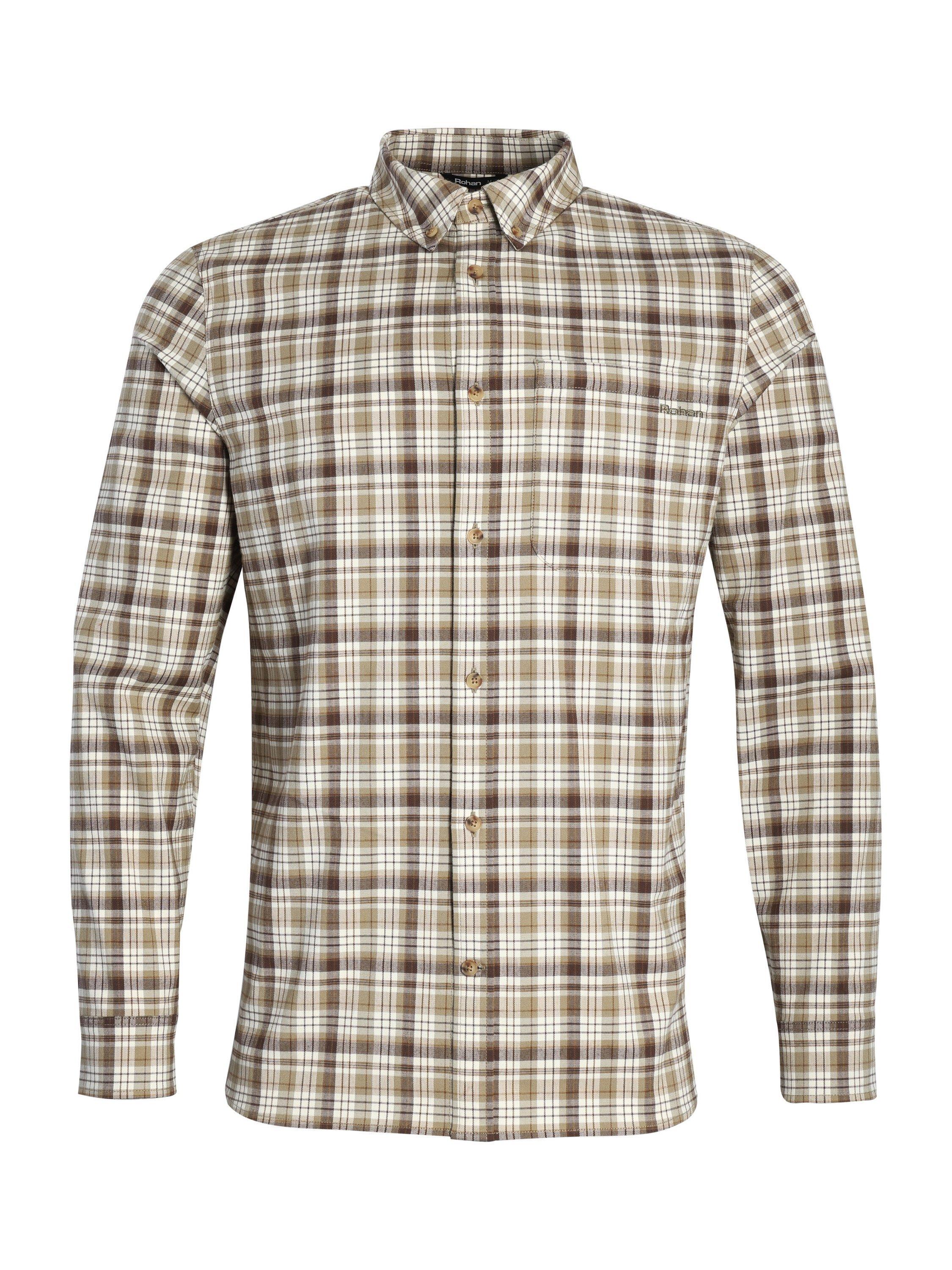 Product image 3 of 8, which shows Rohan Woolston Check Long Sleeve Shirt, Ecru/Brown, S