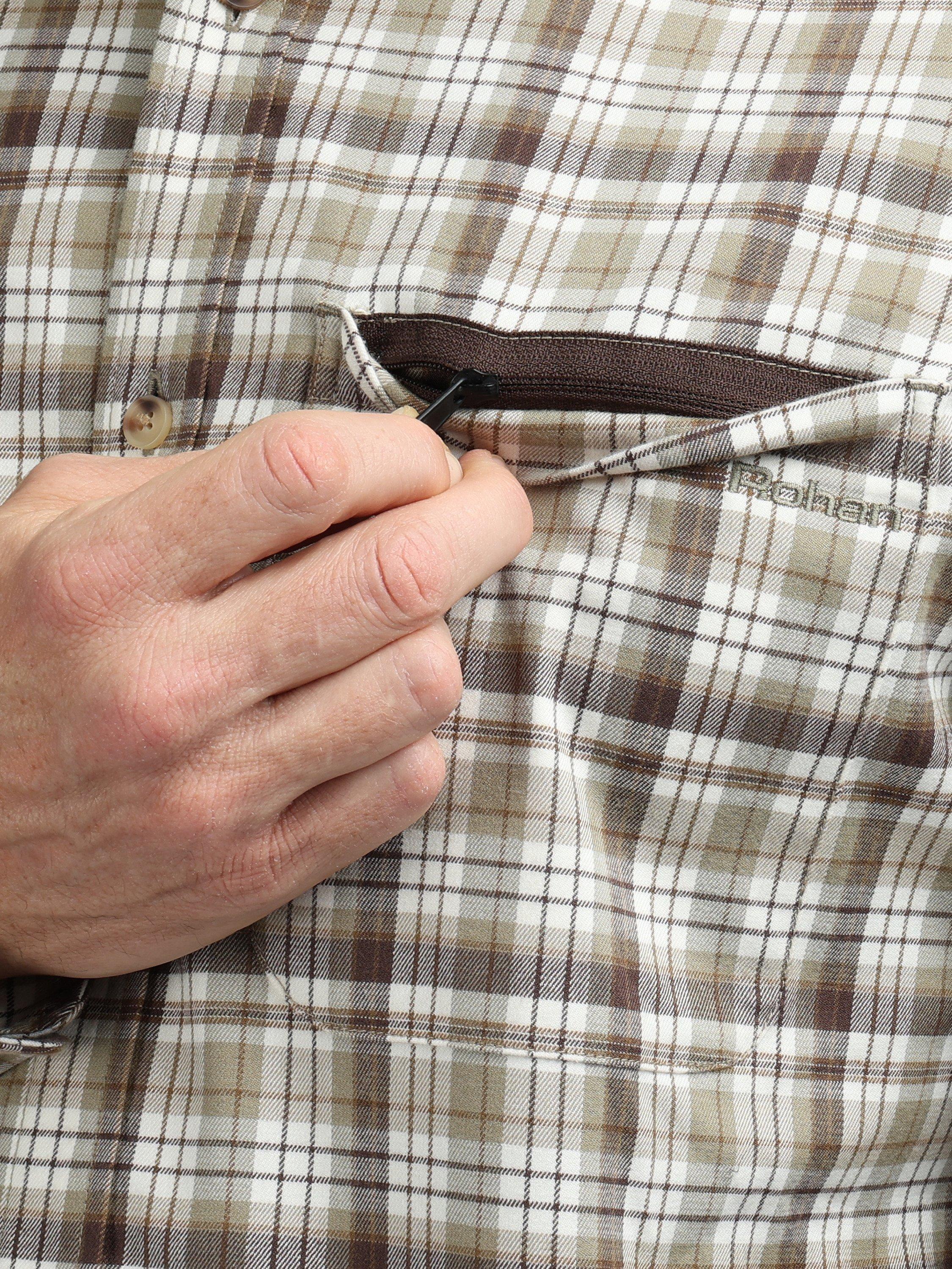 Product image 6 of 8, which shows Rohan Woolston Check Long Sleeve Shirt, Ecru/Brown, S