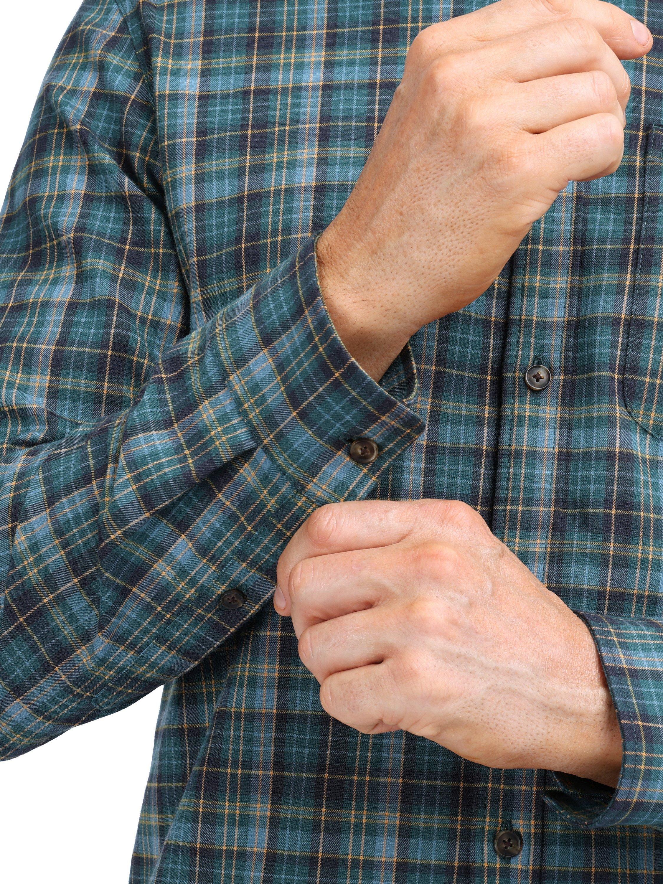 Product image 7 of 8, which shows Rohan Woolston Check Long Sleeve Shirt, Navy/Green, S