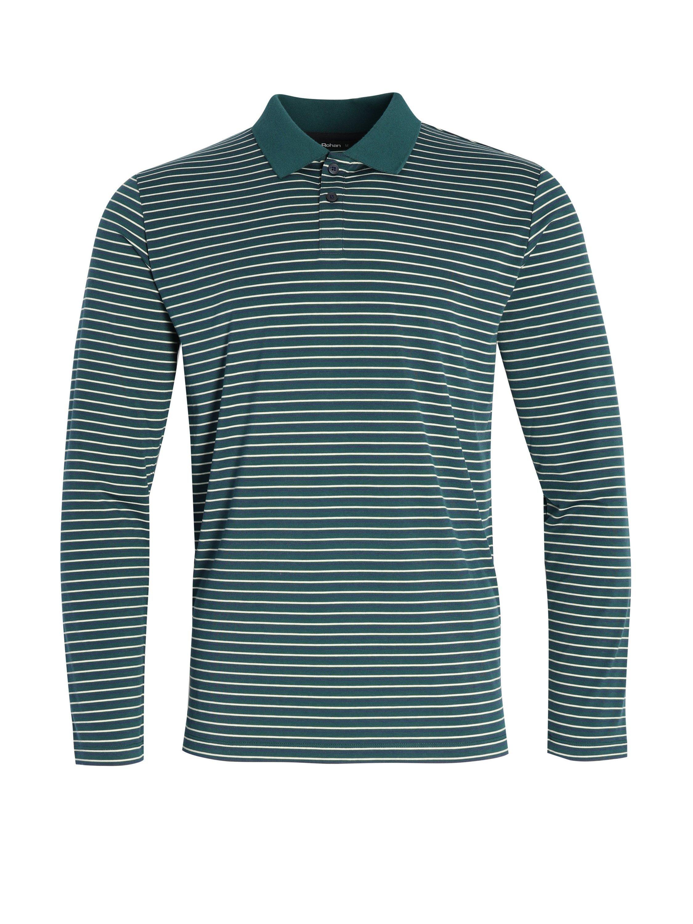 Product image 3 of 6, which shows Rohan Shoreline Stripe Polo Shirt, Green, S
