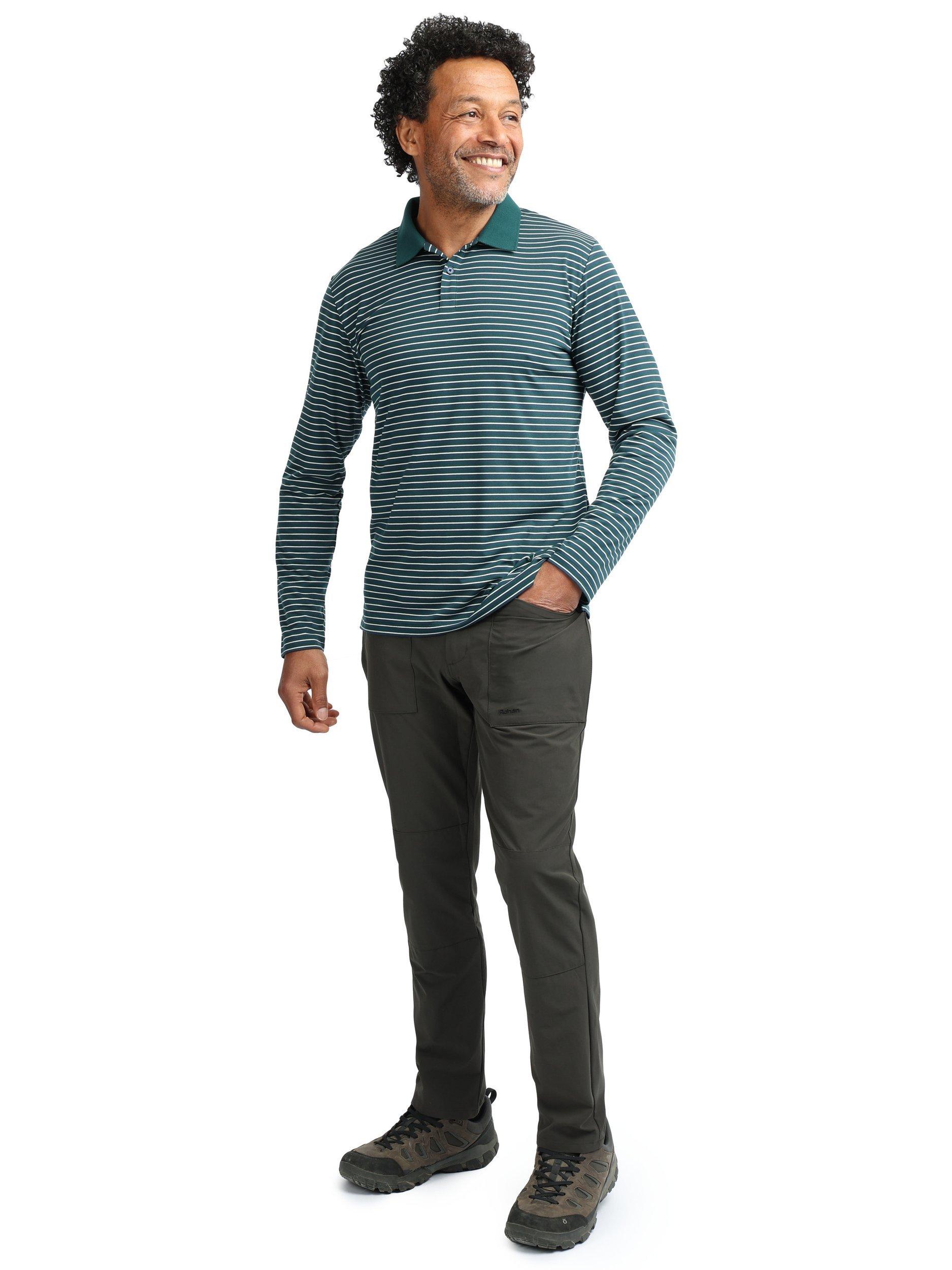Product image 4 of 6, which shows Rohan Shoreline Stripe Polo Shirt, Green, S