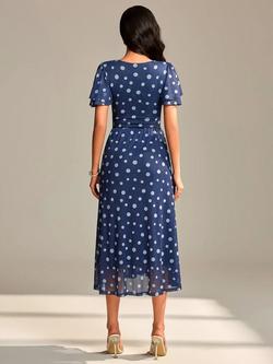 Jolie Moi Spotty Mesh Maxi Dress, Navy Spot - view 2, Navy Spot