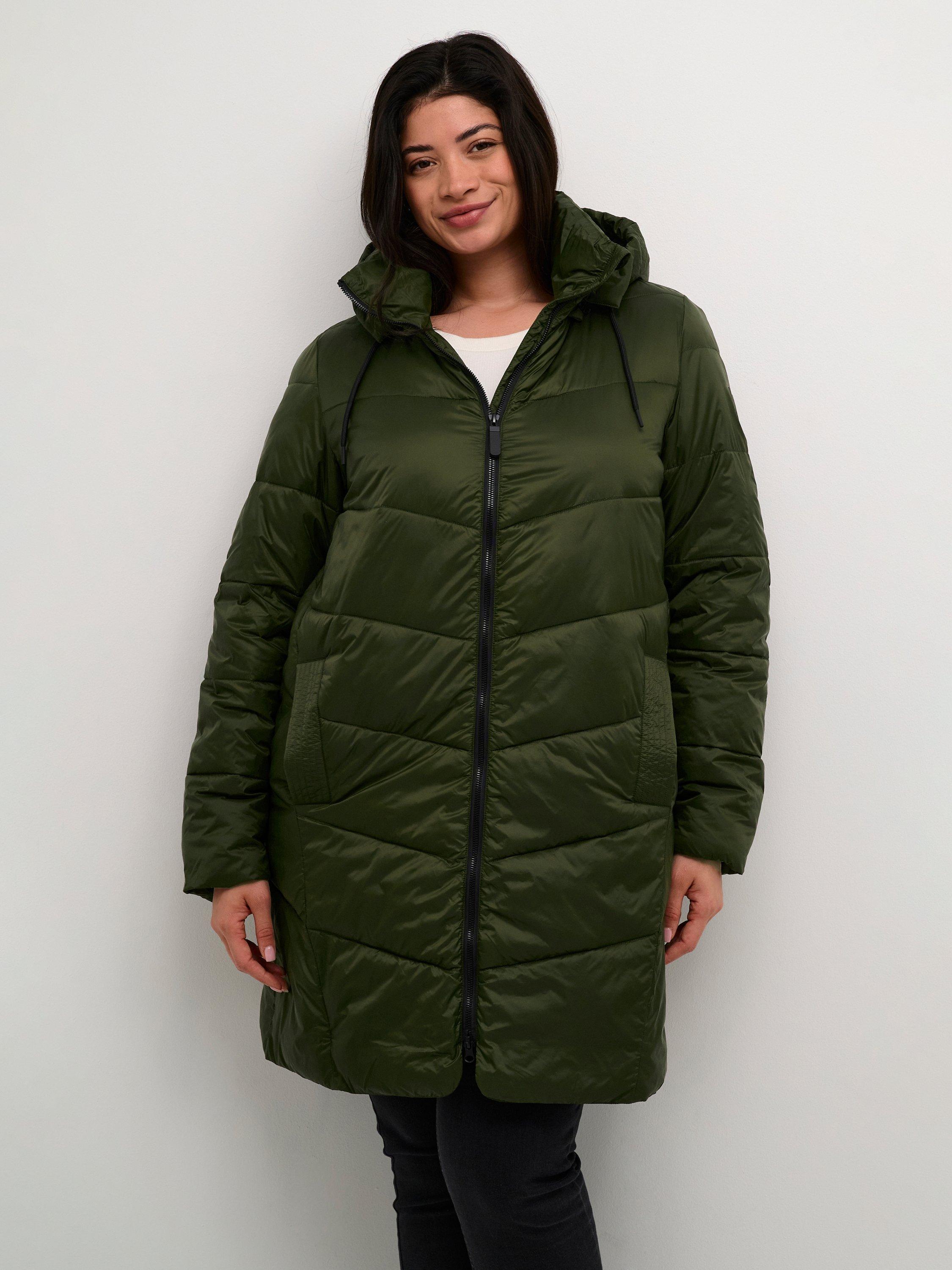 Product image 1 of 6, which shows Kaffe Curve KCsusanna Quilted Longline Puffer Coat, Forest Night, 18
