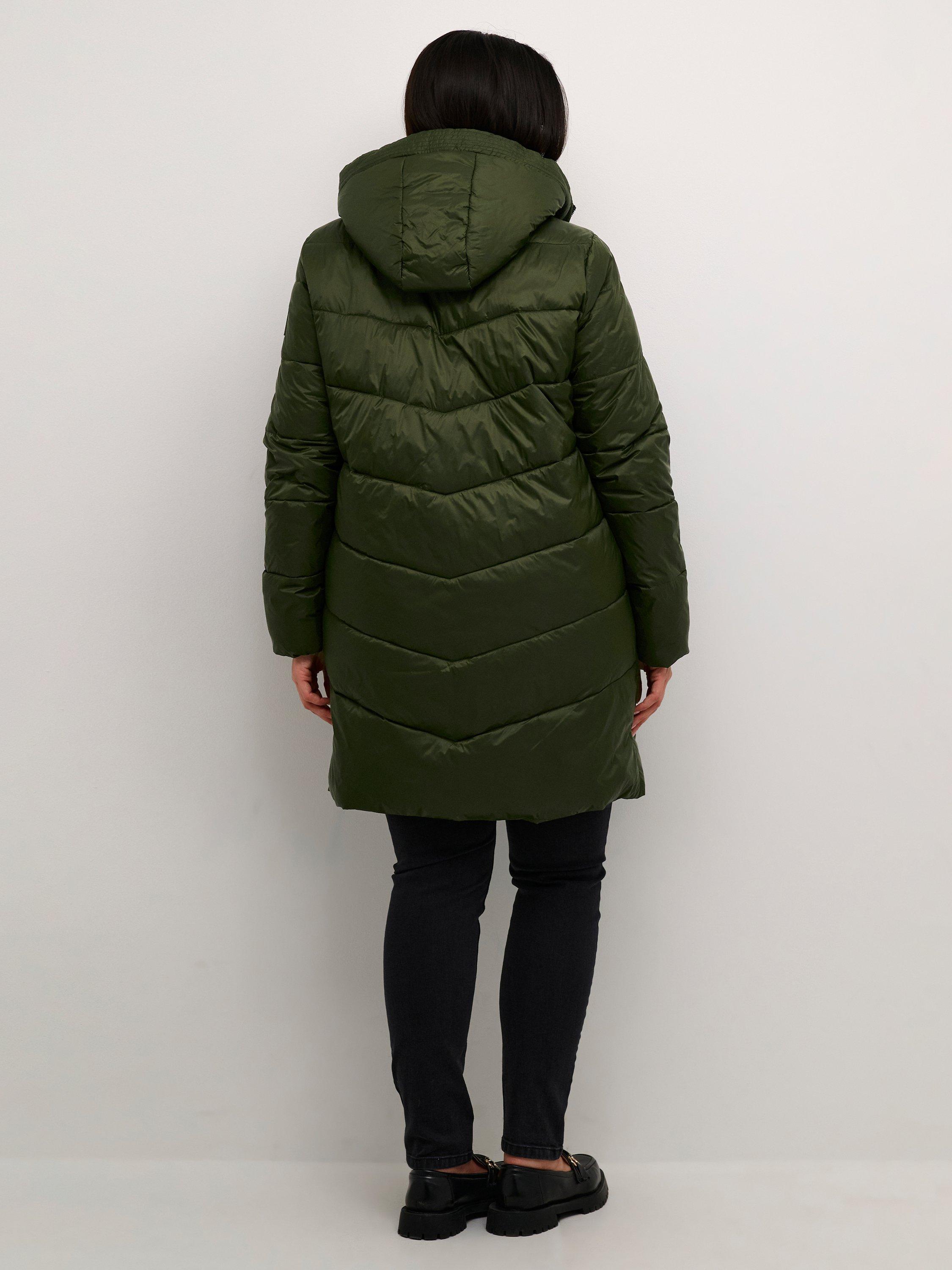 Product image 2 of 6, which shows Kaffe Curve KCsusanna Quilted Longline Puffer Coat, Forest Night, 18