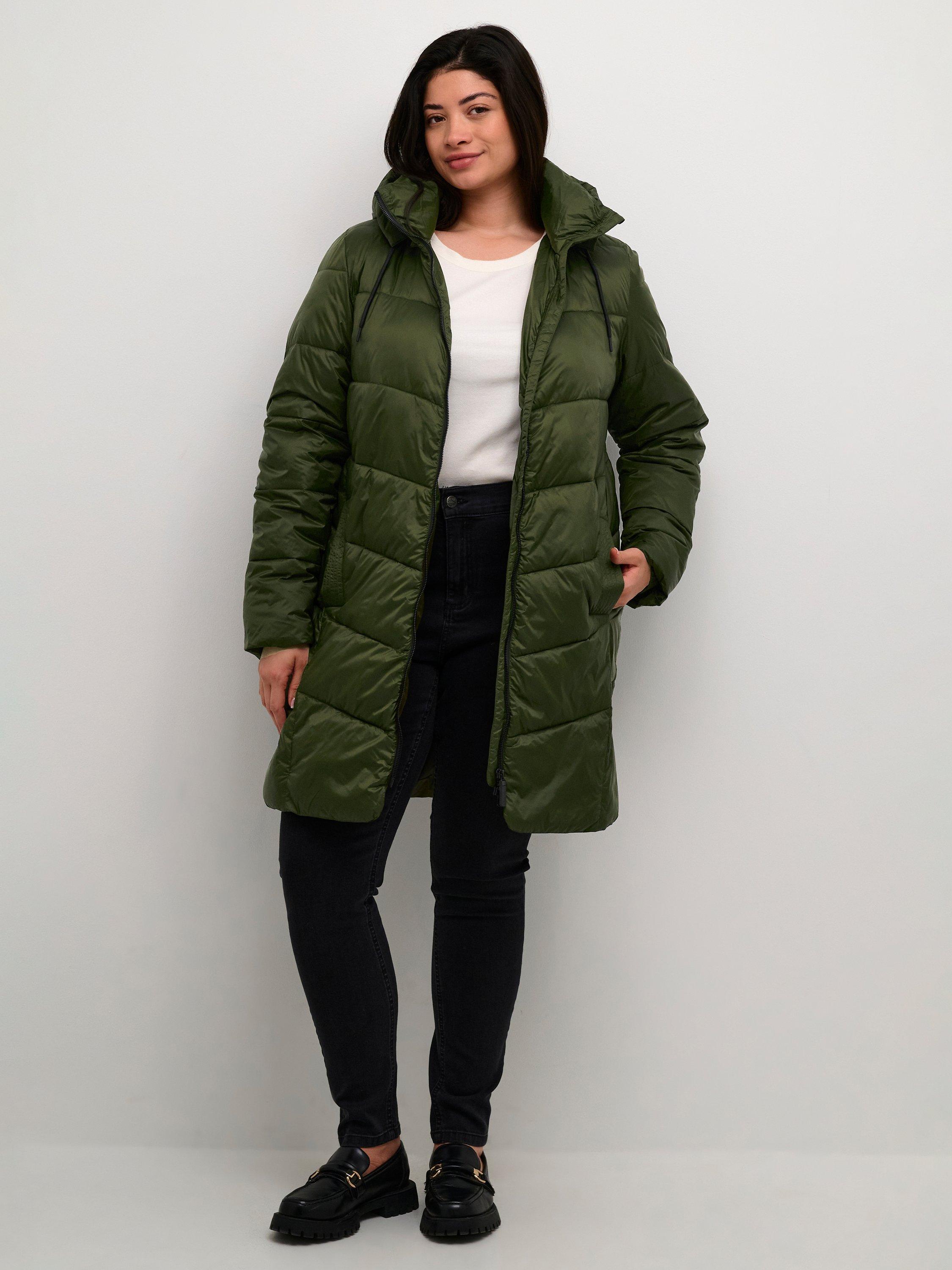 Product image 3 of 6, which shows Kaffe Curve KCsusanna Quilted Longline Puffer Coat, Forest Night, 18