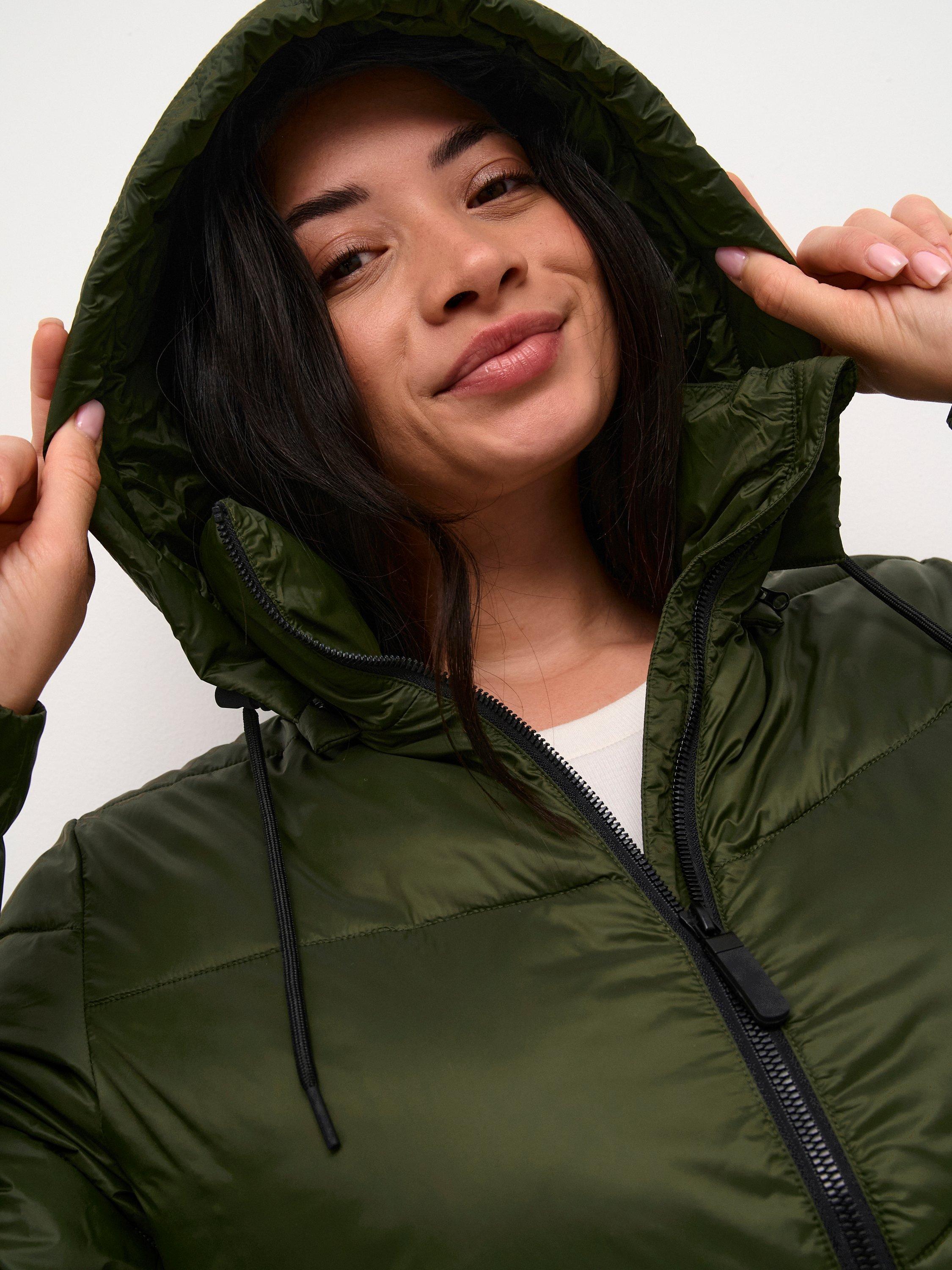 Product image 4 of 6, which shows Kaffe Curve KCsusanna Quilted Longline Puffer Coat, Forest Night, 18