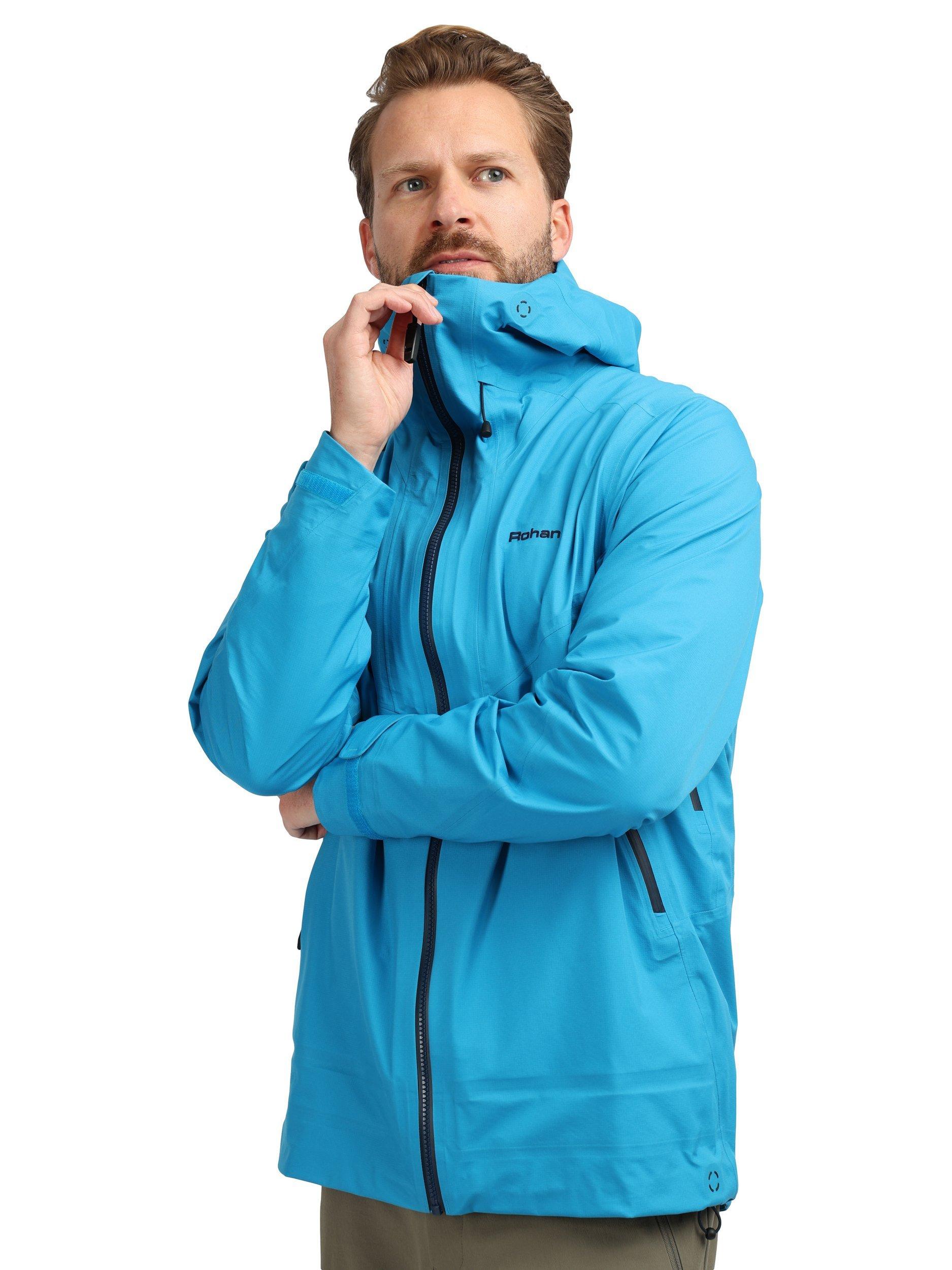 Product image 1 of 9, which shows Rohan Men's Valen Hooded Hiking Jacket, Polar Blue, S
