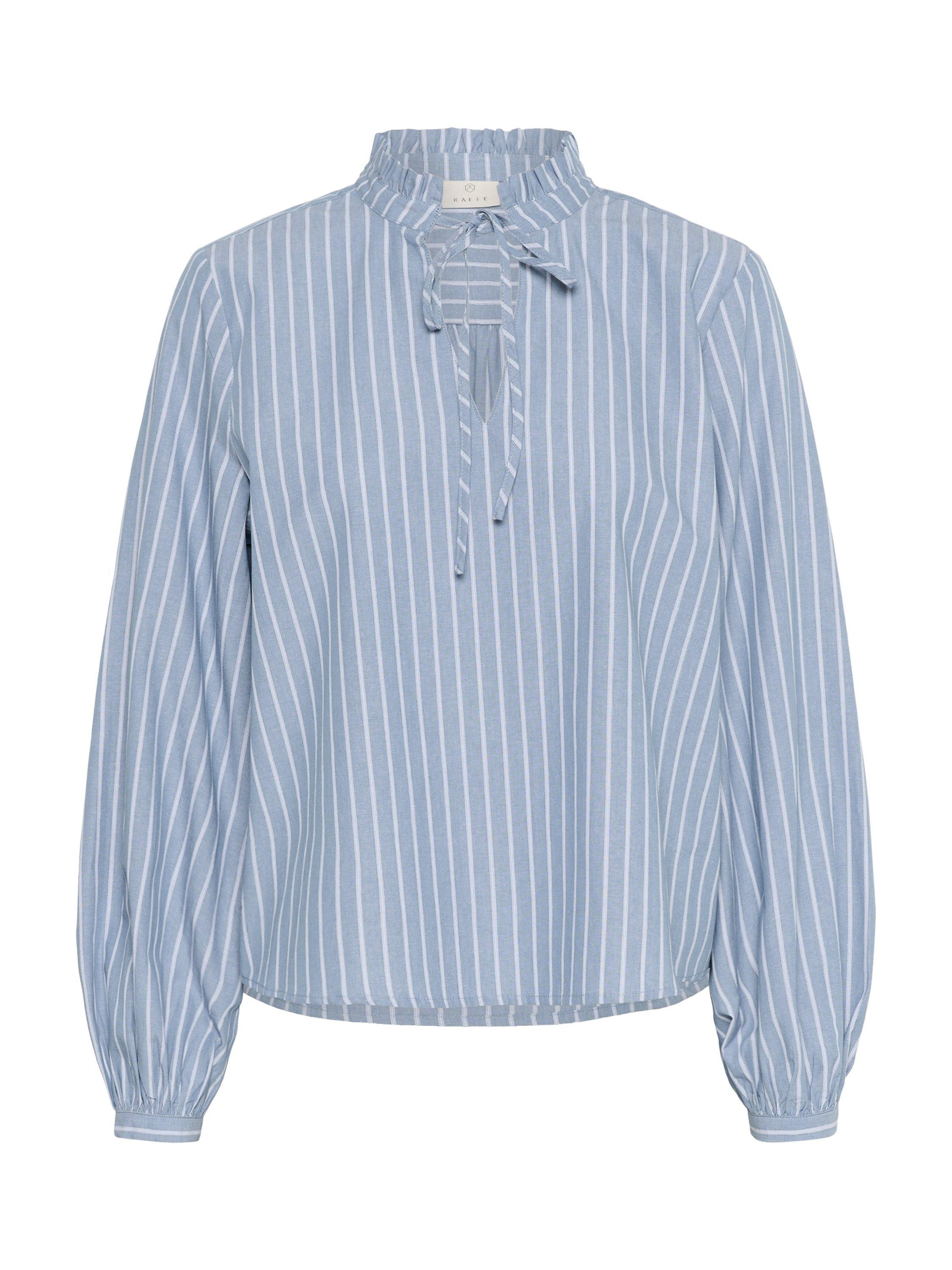 Product image 5 of 6, which shows KAFFE KAmilina Stripe Cotton Blouse, Blue/Multi, 8