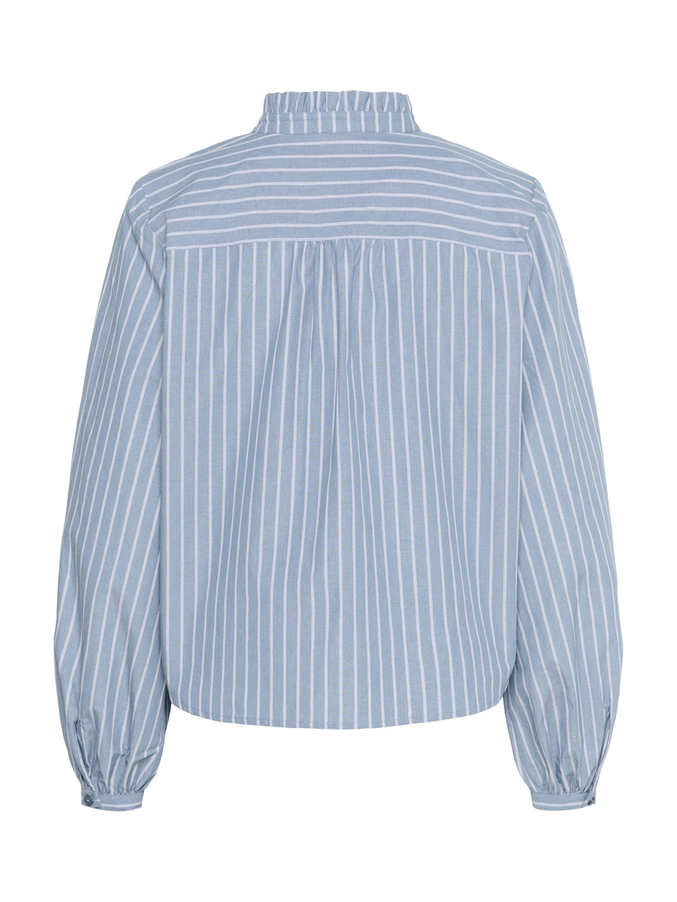 Product image 6 of 6, which shows KAFFE KAmilina Stripe Cotton Blouse, Blue/Multi, 8
