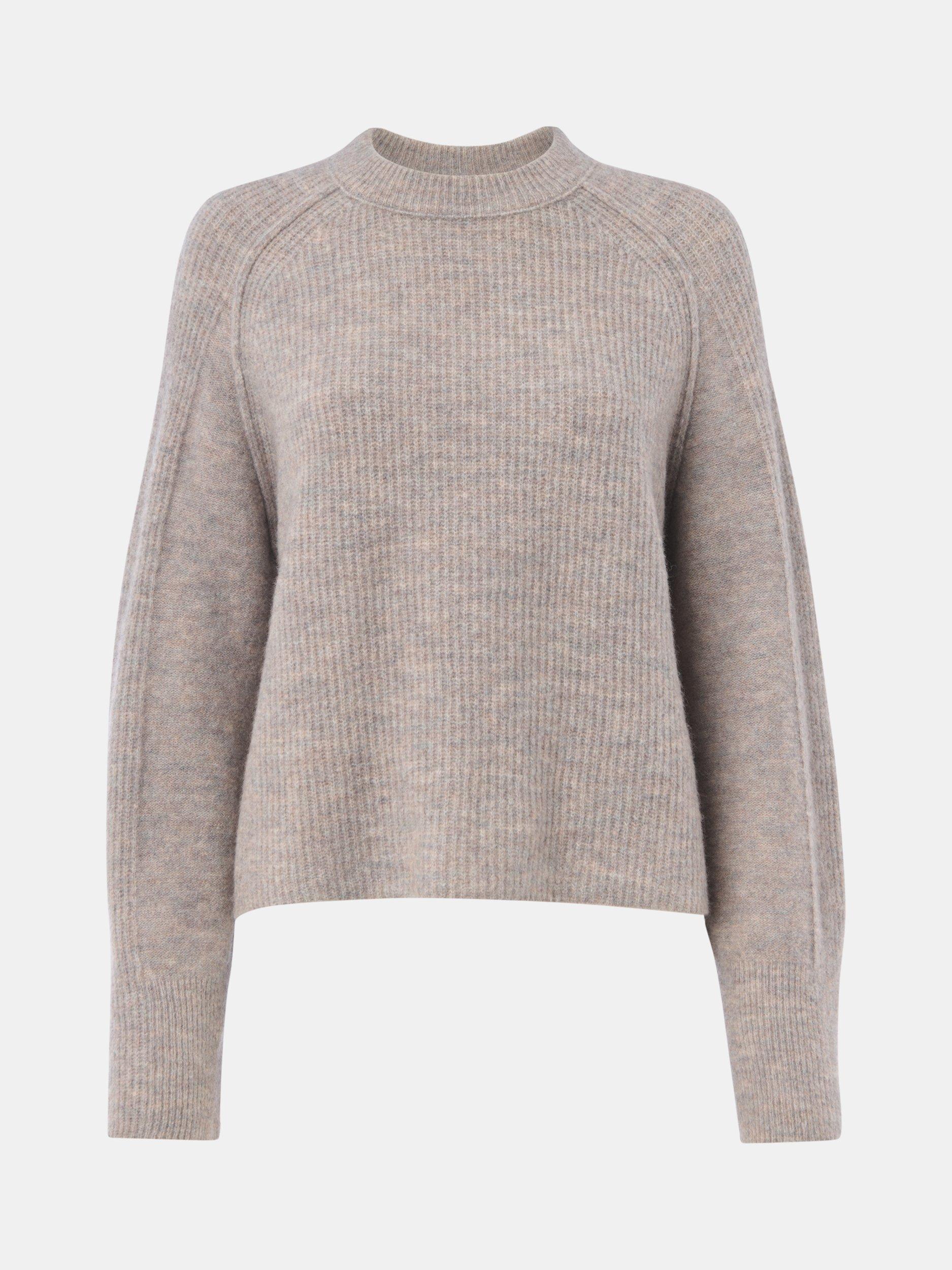 Product image 6 of 6, which shows Whistles Aria Crew Neck Wool Blend Jumper, Natural, XS