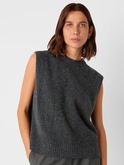 Whistles Wool Fleck Sleeveless Jumper, Dark Grey, Dark Grey
