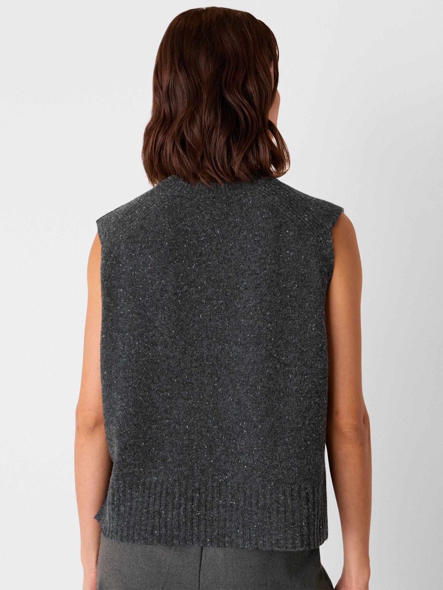 Product image 2 of 5, which shows Whistles Wool Fleck Sleeveless Jumper, Dark Grey, XS