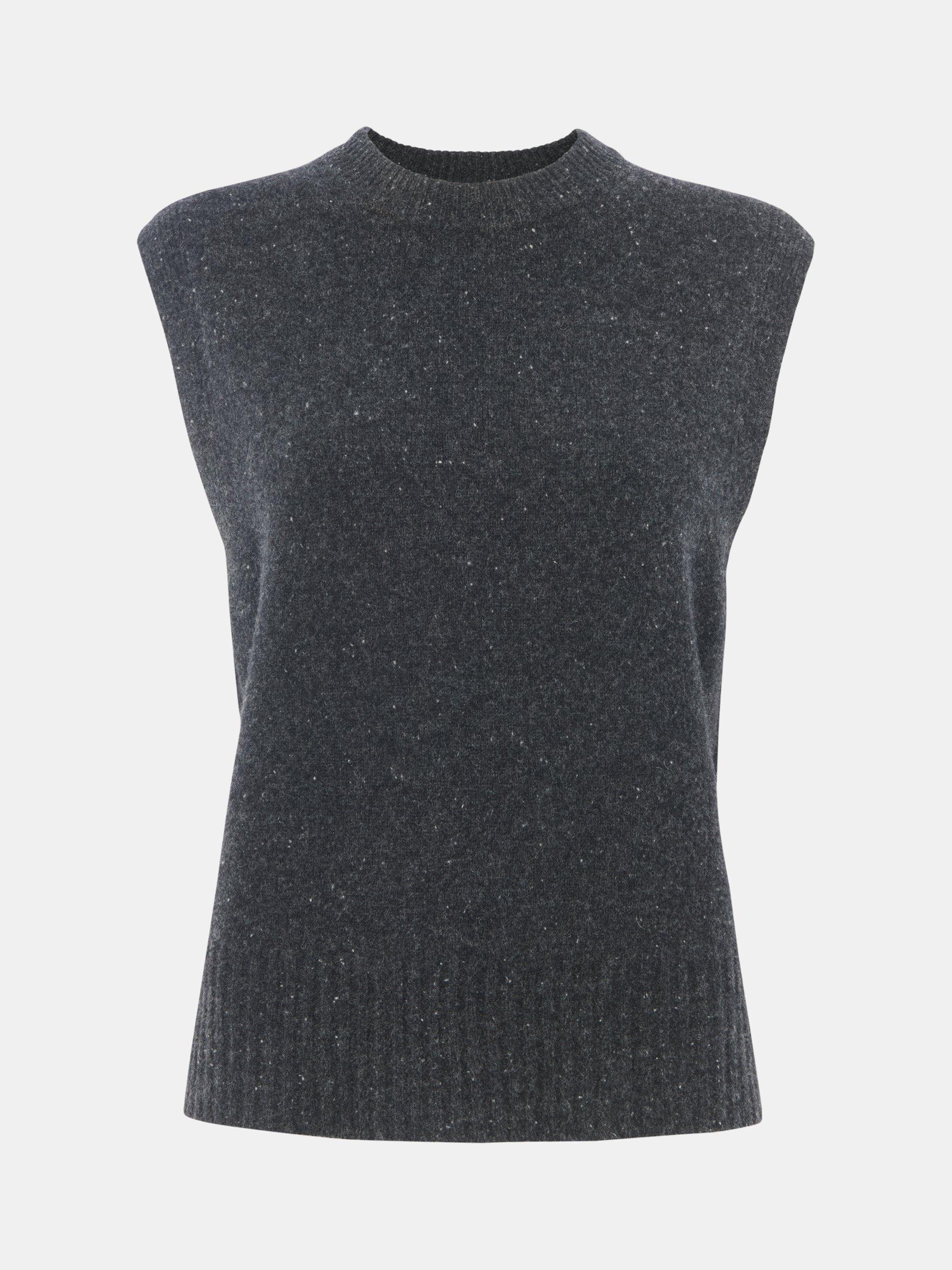Product image 5 of 5, which shows Whistles Wool Fleck Sleeveless Jumper, Dark Grey, XS