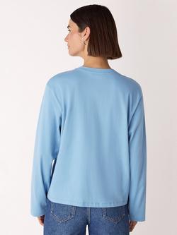 Whistles Relaxed Long Sleeve Top, Blue - view 2, Blue