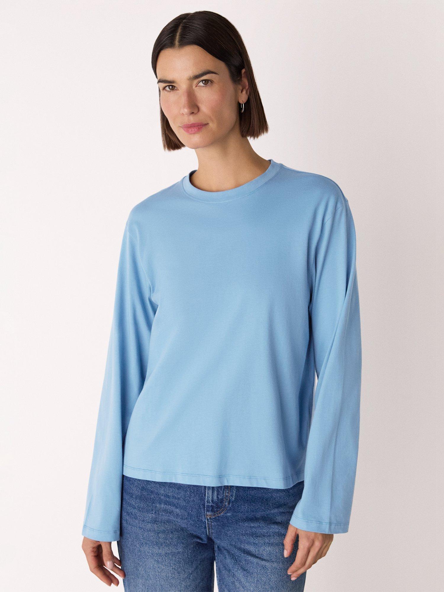 Product image 4 of 5, which shows Whistles Relaxed Long Sleeve Top, Blue, M