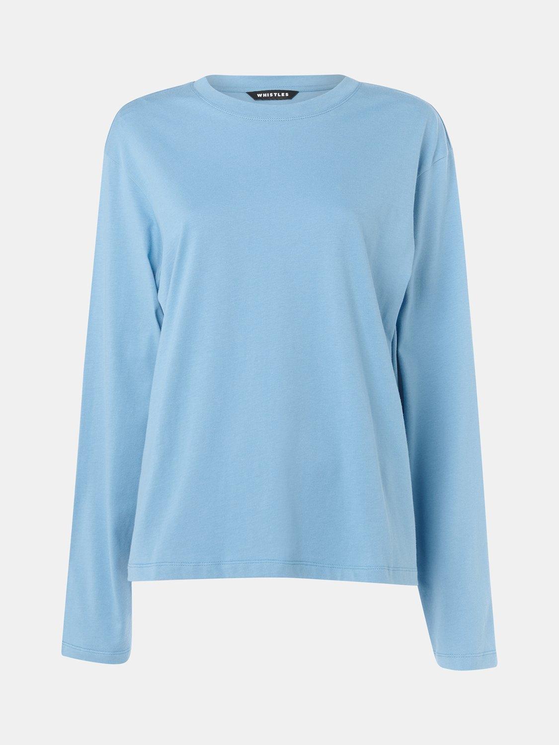 Product image 5 of 5, which shows Whistles Relaxed Long Sleeve Top, Blue, M