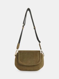 Whistles Nala Suede Crossbody Bag, Olive