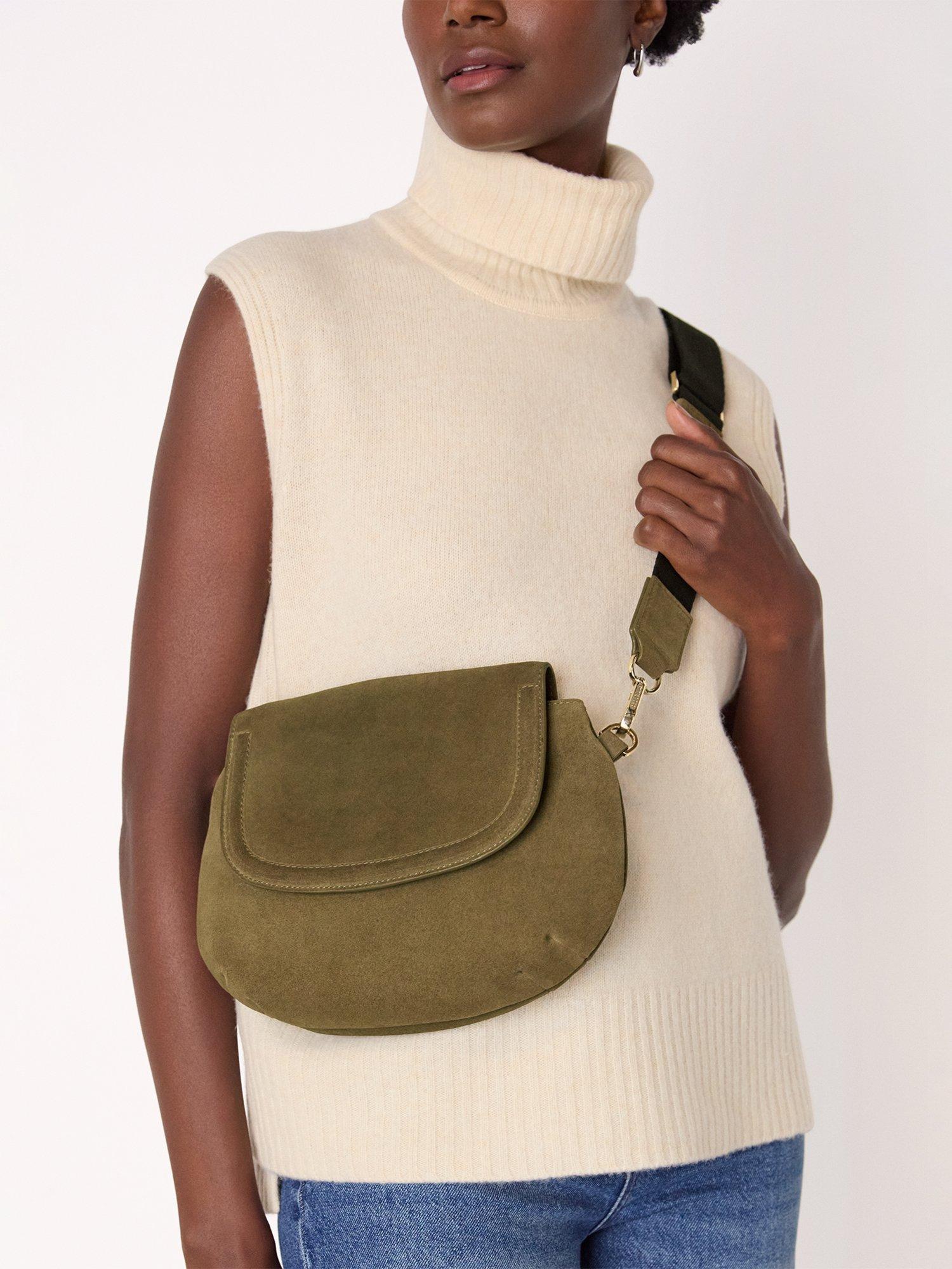Product image 2 of 5, which shows Whistles Nala Suede Crossbody Bag, Olive, One Size