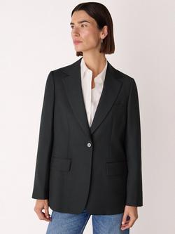 Whistles Single Breasted Wool Blend Blazer, Black, Black