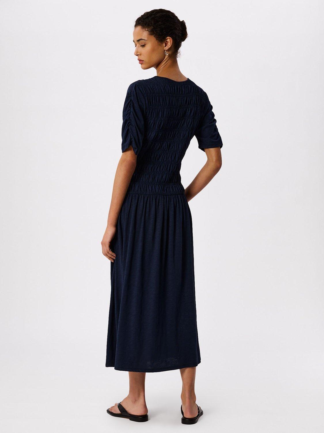 Whistles Jersey Shirred Midi Dress, Navy