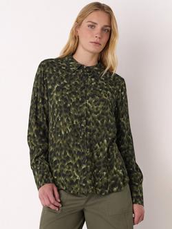 Whistles Abstract Animal Print Shirt containing LENZING™ ECOVERO™ Viscose, Green/Multi, Green/Multi