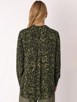 Whistles Abstract Animal Print Shirt containing LENZING™ ECOVERO™ Viscose, Green/Multi - view 2, Green/Multi