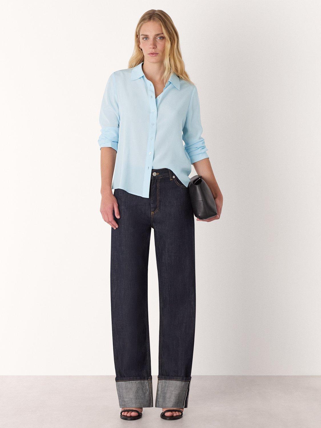 Product image 3 of 5, which shows Whistles Ultimate Silk Shirt, Pale Blue, 6