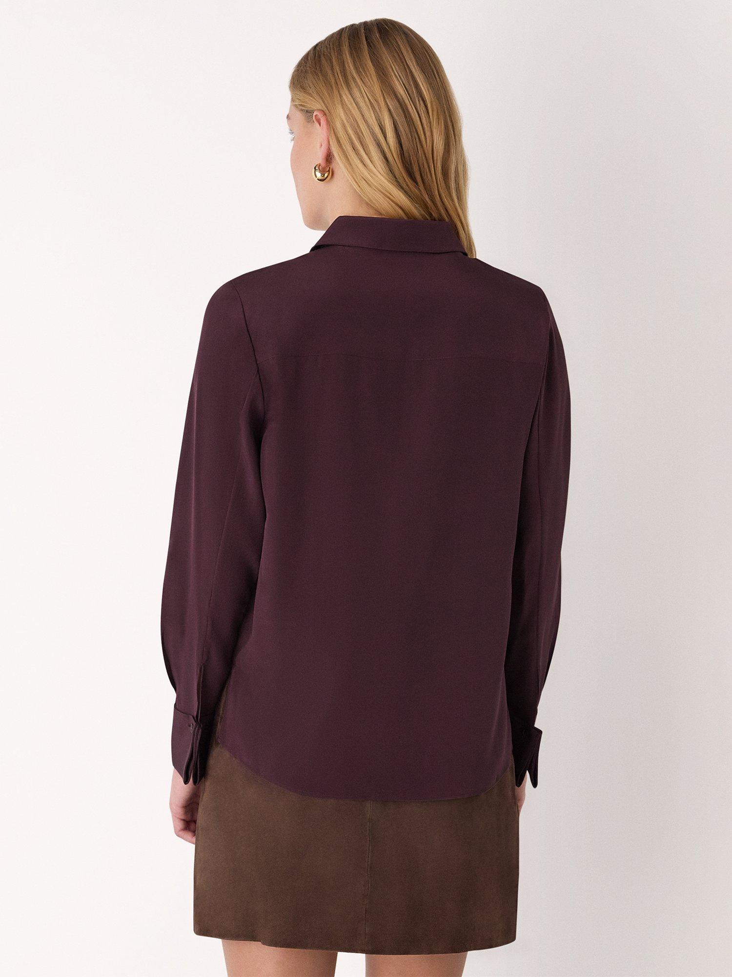 Product image 2 of 5, which shows Whistles Ultimate Silk Shirt, Merlot, 6