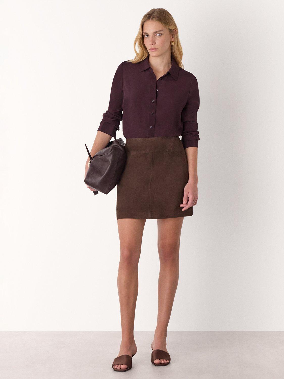 Product image 3 of 5, which shows Whistles Ultimate Silk Shirt, Merlot, 6