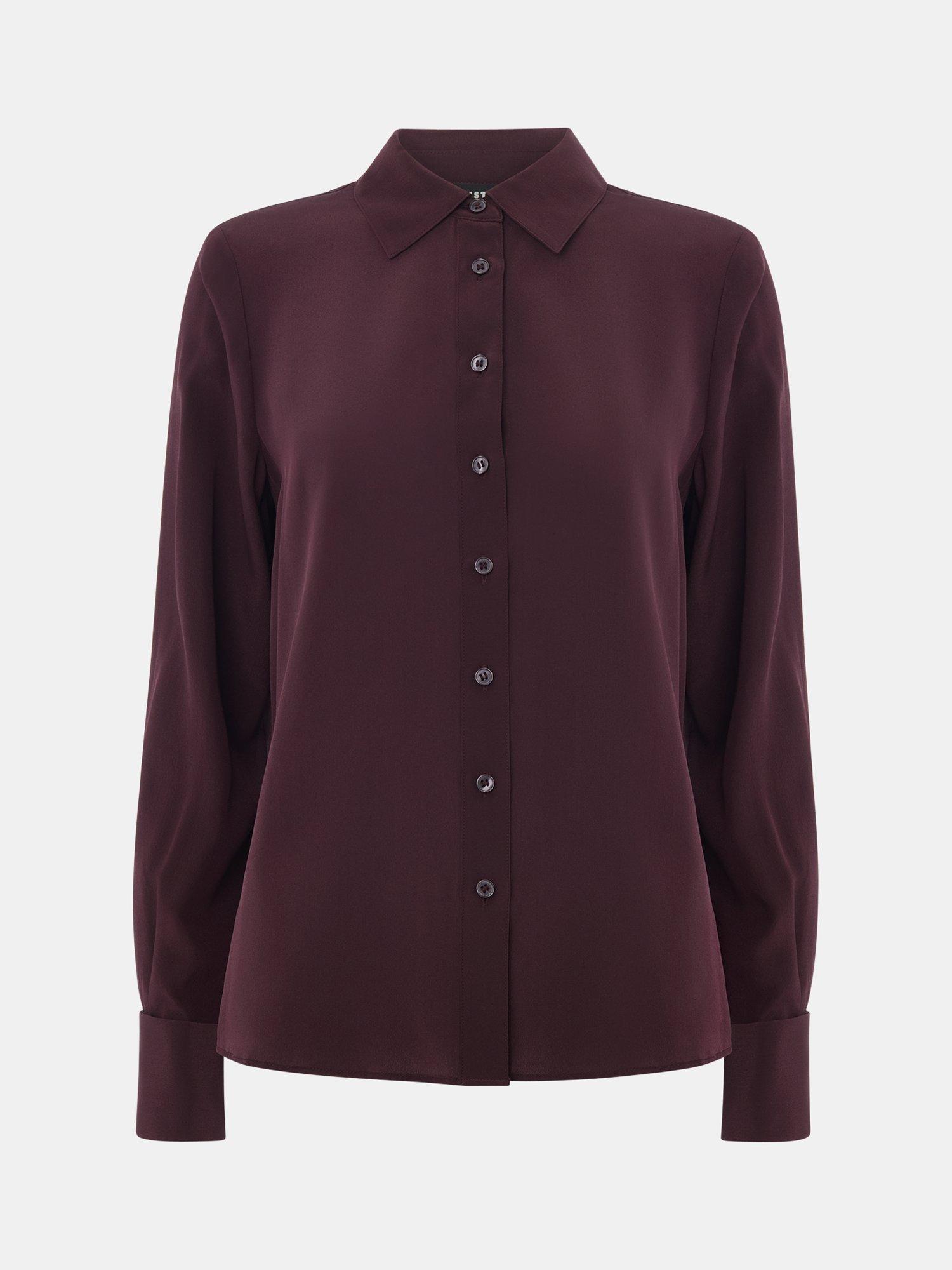 Product image 5 of 5, which shows Whistles Ultimate Silk Shirt, Merlot, 6