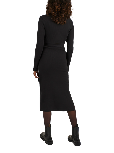 JoJo Maman Bébé Ribbed Popper Maternity Dress, Black - view 2, Black