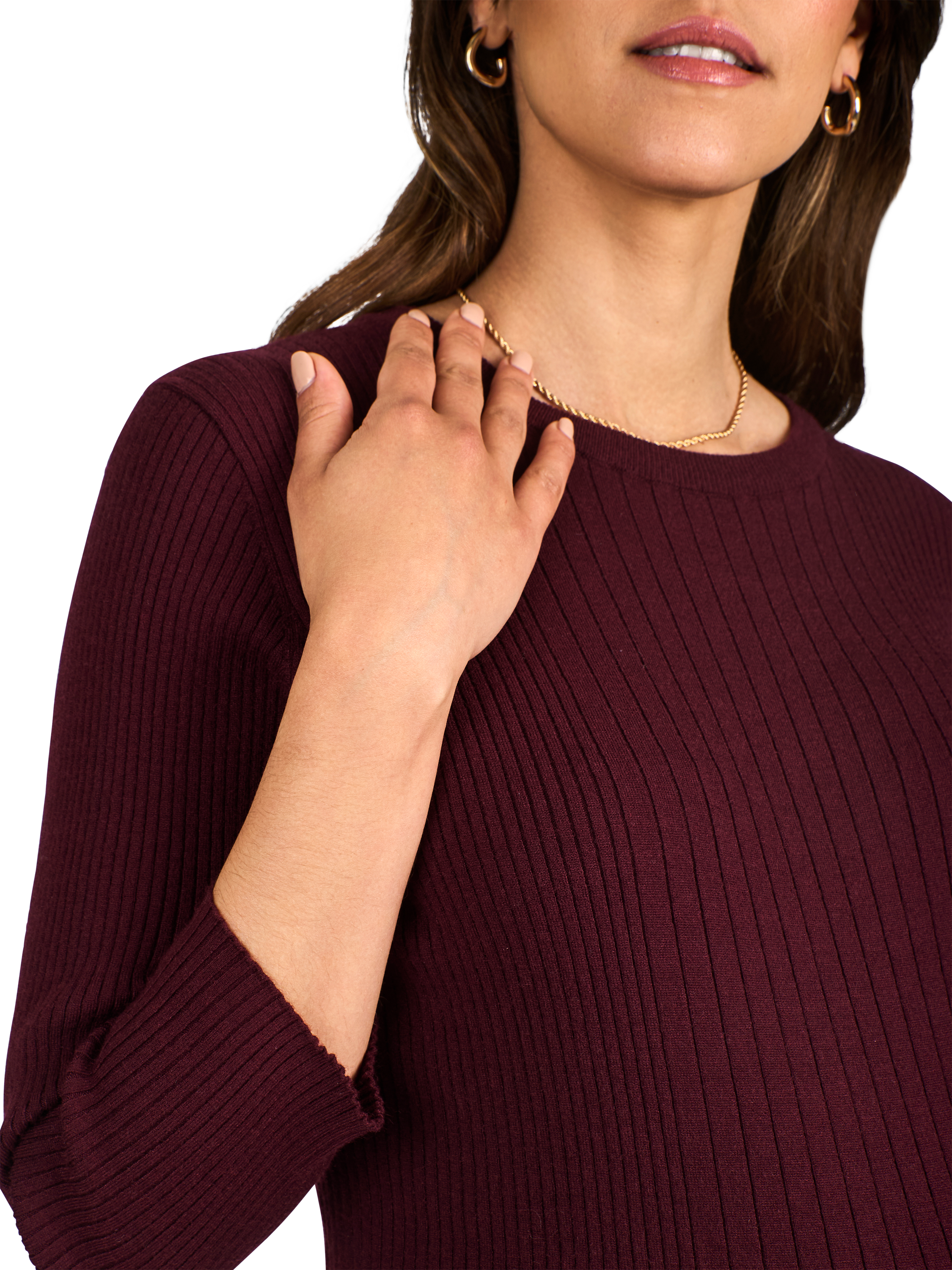 Product image 4 of 4, which shows JoJo Maman Bébé Ribbed Mini Maternity & Nursing Dress, Wine, S