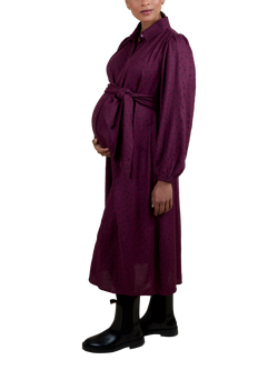 JoJo Maman Bébé Abstract Spot Maternity Dress, Wine - view 2, Wine