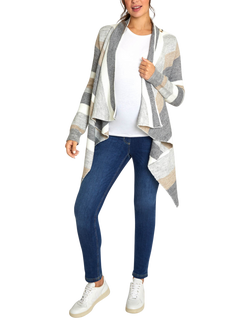 JoJo Maman Bébé Stripe Wrap Maternity Cardigan, Grey, Grey