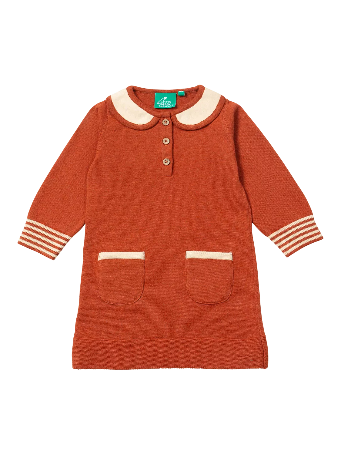 Little Green Radicals Kids' Cotton Long Sleeved Dress, Ginger