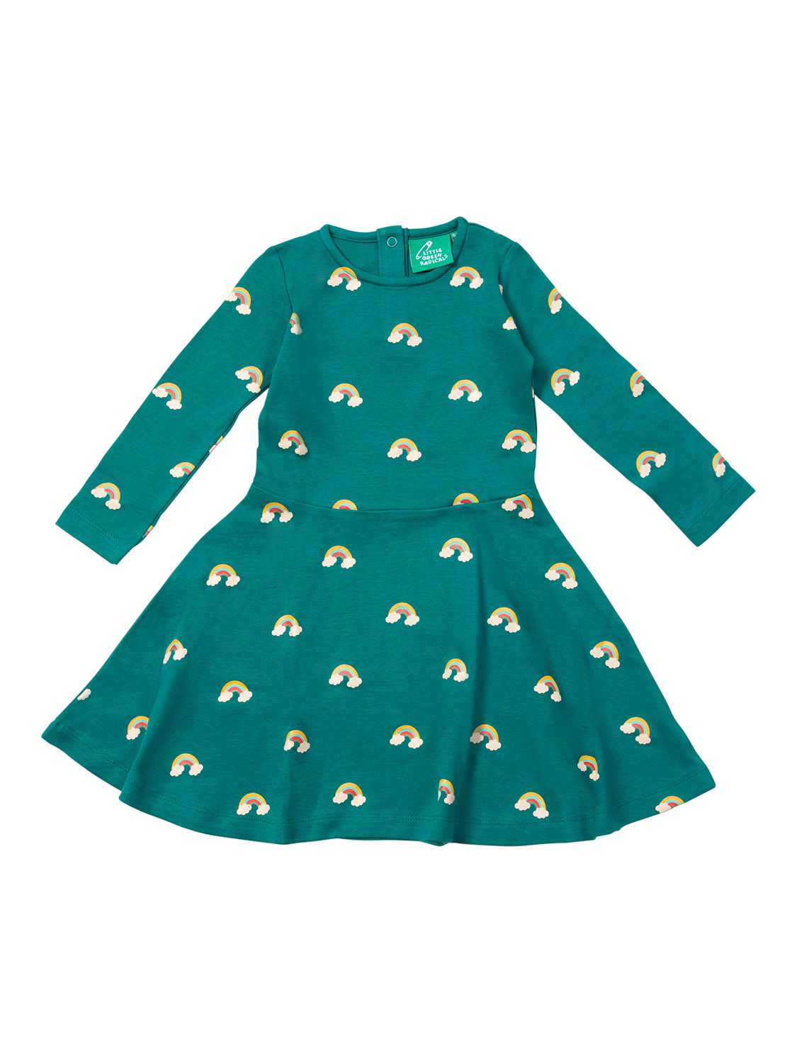 Little Green Radicals Kids' Cotton Long Sleeved Dress, Green