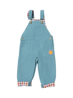 Little Green Radicals Baby and Kids' Organic Cotton Dungarees, Blue