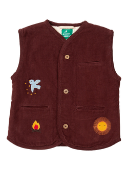 Little Green Radicals Kids' Reversible Fleece Gilet, Chocolate, Chocolate