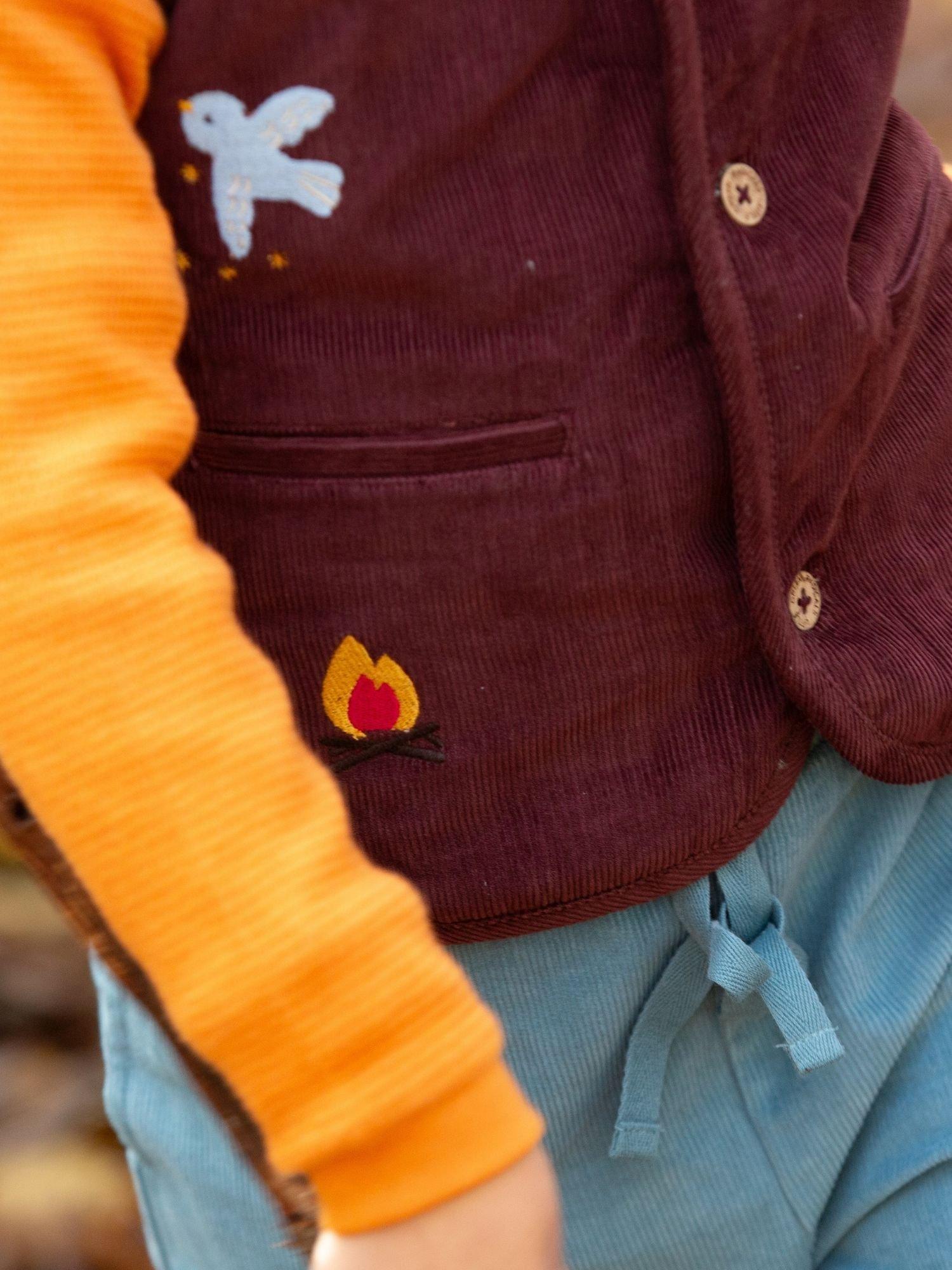 Product image 4 of 5, which shows Little Green Radicals Kids' Reversible Fleece Gilet, Chocolate, 2-3 years