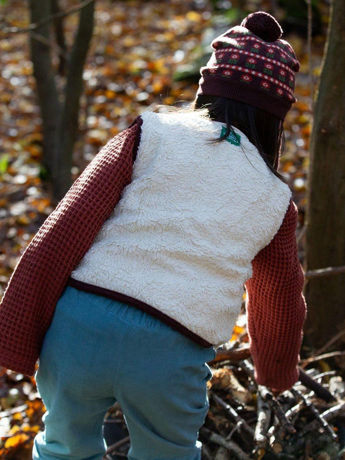 Product image 5 of 5, which shows Little Green Radicals Kids' Reversible Fleece Gilet, Chocolate, 2-3 years