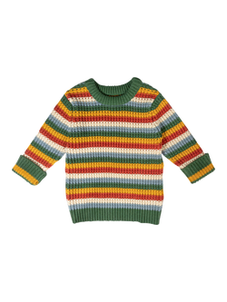 Little Green Radicals Kids' Rainbow Waffle Jumper, Multi, Multi