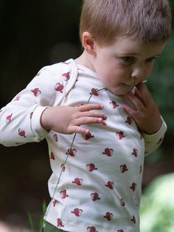 Little Green Radicals Baby Cotton Robin Print Jogger Set, Cream/Multi - view 2, Cream/Multi