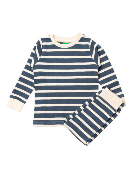 Little Green Radicals Kids' Organic Cotton Stripe Pyjamas, Blue
